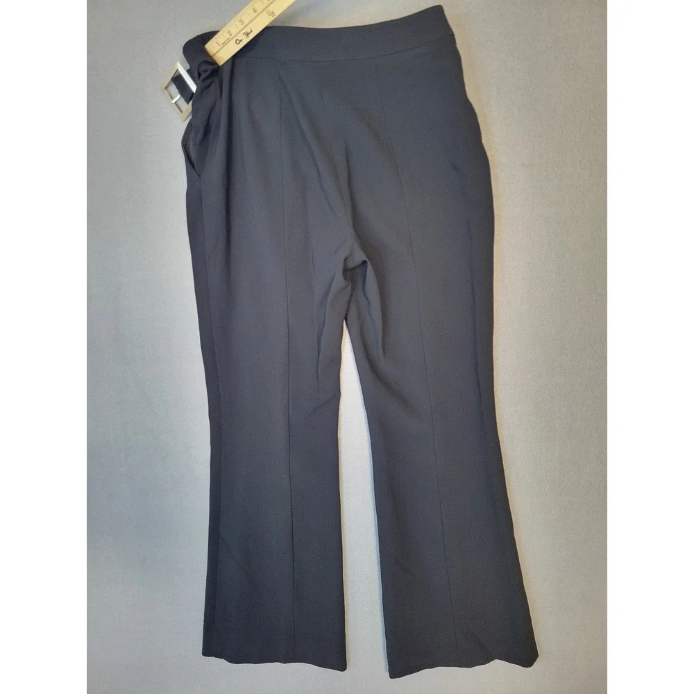 St. John Black Pants Size 2 Flare Leg Eyelet‎ Detail Buckle Belt